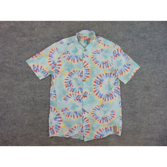 Scotch & Soda Shirt Mens Small Blue Red Tie Dye Button Up Summer Casual - Picture 2 of 7